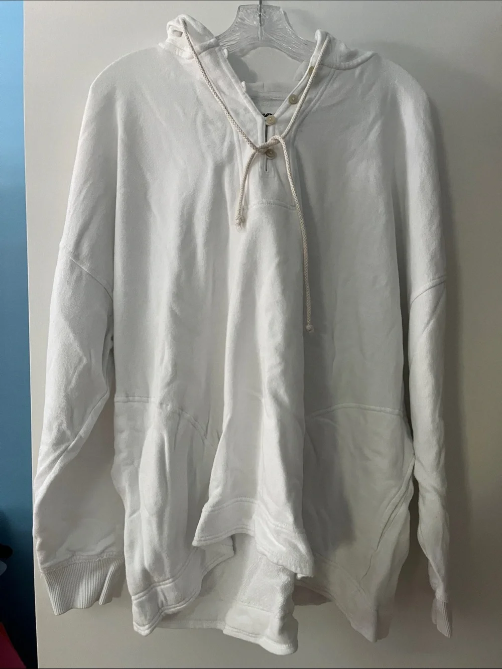 aerie White Hooded Cowl Pullover